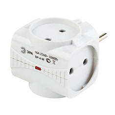 Сетевой тройник ЭРА 4 розетки без заземления со шторками белый SP-4-W