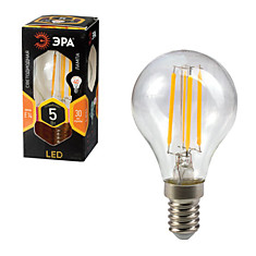 Лампа светодиодная ЭРА 5 (40) Вт цоколь E14 шар теплый белый свет 30000 ч. F-LED Р45-5w-827-E14