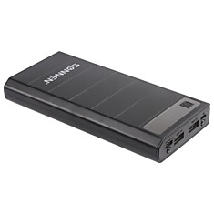 Аккумулятор внешний SONNEN POWERBANK V59 20000 mAh 2 USB литий-ионный LED-дисплей фонарик черный 262759