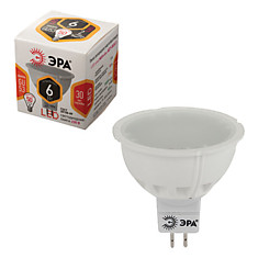Лампа светодиодная ЭРА 6 (50) Вт цоколь GU5.3 MR16 теплый белый свет 30000 ч. LED smdMR16-6w-827-GU5.3