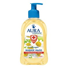Мыло-крем жидкое 300 мл AURA Antibacterial антибактериальное Экстракт ромашки дозатор 6515