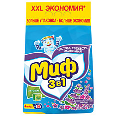 Стиральный порошок-автомат 4 кг МИФ 3 в 1 Свежесть горной лаванды MS-81587260