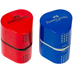 Точилка пластиковая Faber-Castell "Trio Grip 2001", 3 отверстия, 2 контейнера, ассорти