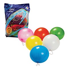 Шары воздушные 16" (41 см), комплект 25 шт., панч-болл (шар-игрушка с резинкой), 12 неоновых цветов, пакет, 1104-0005