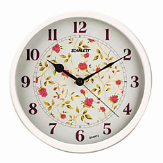 Часы настенные SCARLETT SC-WC1002I круг белые с рисунком Розы белая рамка 315x315x52 см SC - WC1002I
