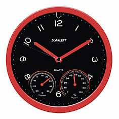 Часы настенные SCARLETT SC-WC1011O круг черные красная рамка 31x31x52 см SC - WC1011O