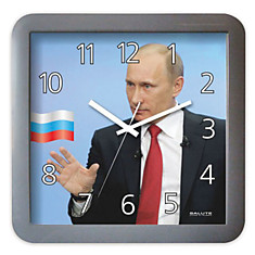 Часы настенные САЛЮТ П-А5-439 квадрат голубые с рисунком Путин серая рамка 295х30х4 см