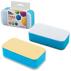 Губка бытовая для уборки FUN CLEAN двухсторонняя абразивискусственная замша 4х145х75 см 6381