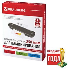 Пленки-заготовки для ламинирования BRAUBERG комплект 100 шт. для формата А4 250 мкм 530897