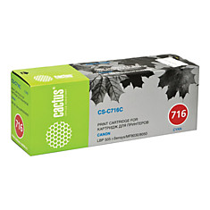 Картридж лазерный CACTUS (CS-C716C) для CANON LBP-5050 голубой ресурс 1500 стр.