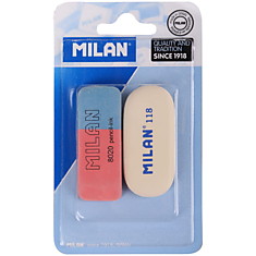 Набор ластиков Milan "8020" и "118" 2шт., натуральный/синтетический каучук, блистер