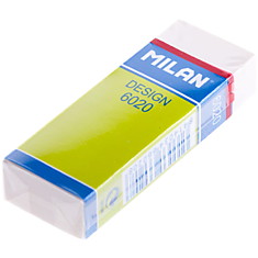 Ластик Milan "Design 6020", прямоугольный, пластик, картонный держатель, 61*21*11мм