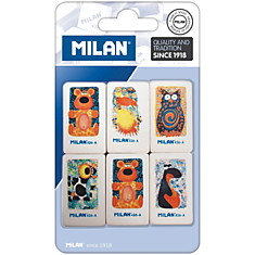 Набор ластиков Milan "436-А" 6шт., прямоугольный, синтетический каучук, 39*23*9мм, блистер