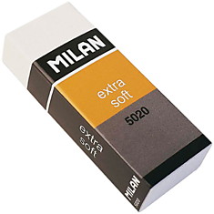 Ластик Milan "Extra Soft 5020", прямоугольный, пластик, картонный держатель, 61*23*12мм