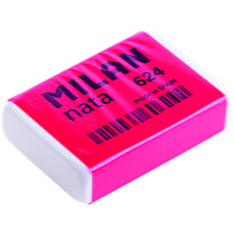 Ластик Milan "Nata 624", прямоугольный, пластик, картонный держатель, 39*27*9мм