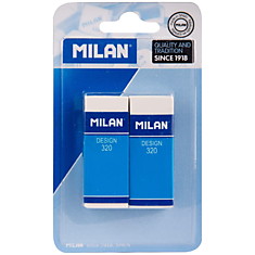 Набор ластиков Milan "Design 320", 2шт.,прямоугольный,пластик,картон. держатель,61*23*12мм,блистер