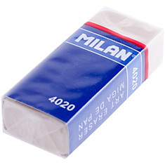 Ластик Milan "4020", прямоугольный, синтетический каучук, картонный держатель, 55*23*13мм