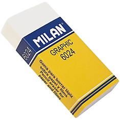 Ластик Milan "Graphic 6024", прямоугольный, пластик, картонный держатель, 50*23*9мм