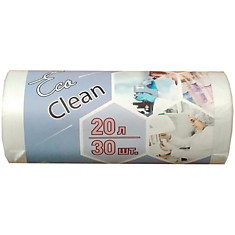Мешки для мусора  20л КБ "Ecoclean" ПНД, 22*50см, 6мкм, 30шт., белые, в рулоне