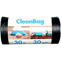 Мешки для мусора  30л КБ "CleanBag" ПНД, 48*55см, 12мкм, 30шт., черные, в рулоне
