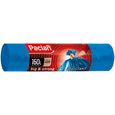 Мешки для мусора 160л Paclan "Big&amp;Strong" ПВД, 120*87см, 20шт., синие, в рулоне