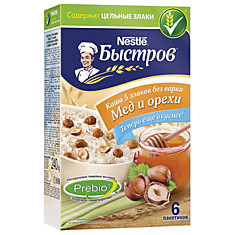 Каша БЫСТРОВ овсяная 5 Злаков с медом и орехами 240 г (6 шт. по 40 г) картонная коробка 12269127