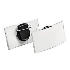 Бейджи DURABLE (Германия) комплект 25 шт. ИЗОГНУТЫЕ 40х75 мм горизонтальные с клипом прозрачные 8124-19