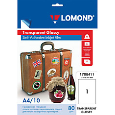 Пленка LOMOND для струйных принтеров самоклеящаяся прозрачная 100 мкм А4 10 шт. 1708411