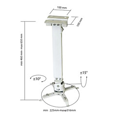 Кронштейн для проектора потолочный CLASSIC SOLUTION CS-PRS-2 3 степени свободы высота 43-65 см 20 кг белый