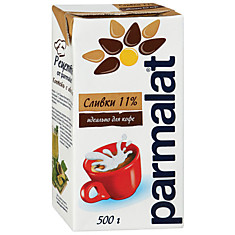 Сливки PARMALAT (Пармалат) жирность 11 ультрапастеризованные картонная упаковка 500 г 510018