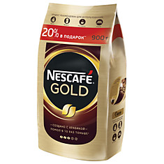 Кофе молотый в растворимом NESCAFE (Нескафе) Gold сублимированный 900 г мягкая упаковка 12232003