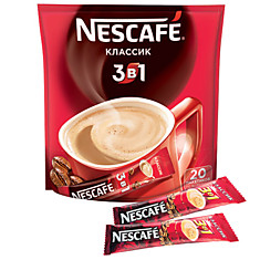 Кофе растворимый NESCAFE 3 в 1 Классик 20 пакетиков по 16 г (упаковка 320 г) 12235512