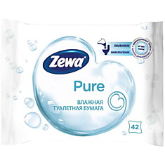 Бумага туалетная влажная Zewa "Pure", 42шт./пач., без спирта, цефленовый пакет
