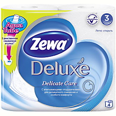 Бумага туалетная Zewa "Deluxe" 3-х слойн., 4шт., тиснение, белая