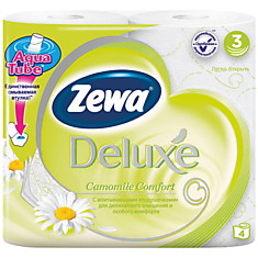 Бумага туалетная Zewa "Deluxe" 3-х слойн., 4шт., тиснение, белая, ромашка
