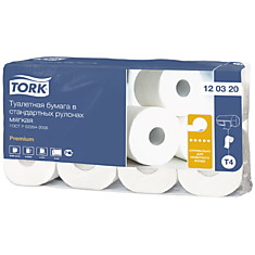 Бумага туалетная Tork "Premium"(T4) 2-х слойн., стандарт. рулон, 23м/рул, 8шт., мягкая, тисн., белая