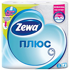 Бумага туалетная Zewa плюс 2-х слойн., 4шт., тиснение, белая