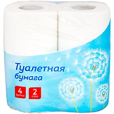 Бумага туалетная OfficeClean 2-х слойн., 4шт., тиснение, белая