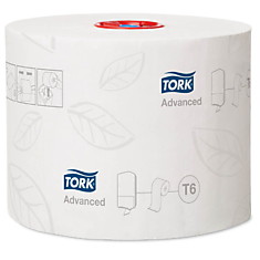 Бумага туалетная Tork "Advanced"(Т6) 2-х слойн., Mid-size рулон, 100м/рул, мягкая, тиснение, белая