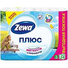Бумага туалетная Zewa плюс 2-х слойн., 24шт., тиснение, белая