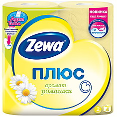 Бумага туалетная Zewa плюс 2-х слойн., 4шт., тиснение, желтая, ромашка