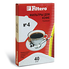 Фильтр FILTERO ПРЕМИУМ 4 для кофеварок бумажный отбеленный 40 штук 4/40