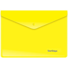 Папка-конверт на кнопке Berlingo, A5+, 180мкм, желтая