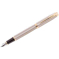 Ручка перьевая Parker "IM Brushed Metal GT" синяя, 0,8мм, подар. уп.