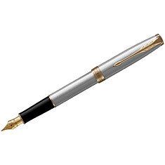 Ручка перьевая Parker "Sonnet Stainless Steel GT" 0,8мм, подар. уп.