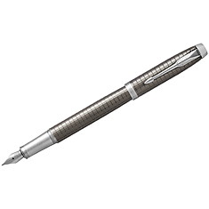 Ручка перьевая Parker "IM Premium Dark Espresso Ciselled CT" синяя, 0,8мм, подар. уп.