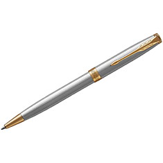 Ручка шариковая Parker "Sonnet Stainless Steel GT" черная, 1,0мм, поворот., подар. уп.