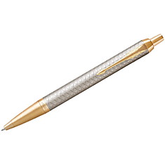 Ручка шариковая Parker "IM Premium Warm Silver GT" синяя, 1,0мм, кнопочн., подар. уп.