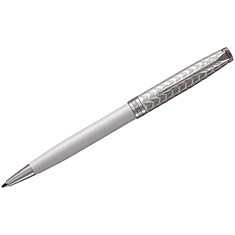 Ручка шариковая Parker "Sonnet Metal &amp; Pearl CT" черная, 1,0мм, поворот., подар. уп.
