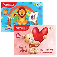 Альбом для рисования, А4, 8 л., обложка картон, BRAUBERG "Любимые игрушки", 103430